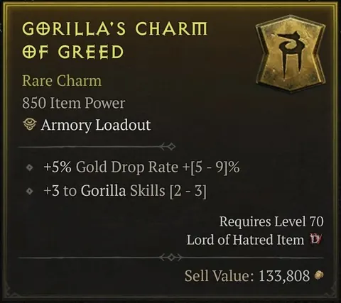 Gorilla's Charm of Greed